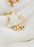 14k Gold Sculptural Teardrop Studs Sweden 1980