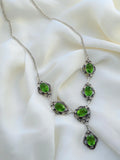 Showstopping Old Green Stone Necklace Silver 1940s