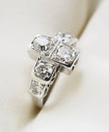 Extraordinary Beautiful Art Deco Ring 2.1 carats Old Cut Diamonds 18K White Gold 1920