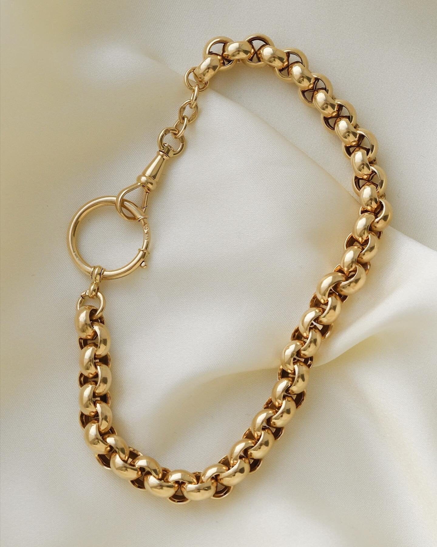 Rare Jumbo Rolo Link Watch Chain 18K Beg. 1900s