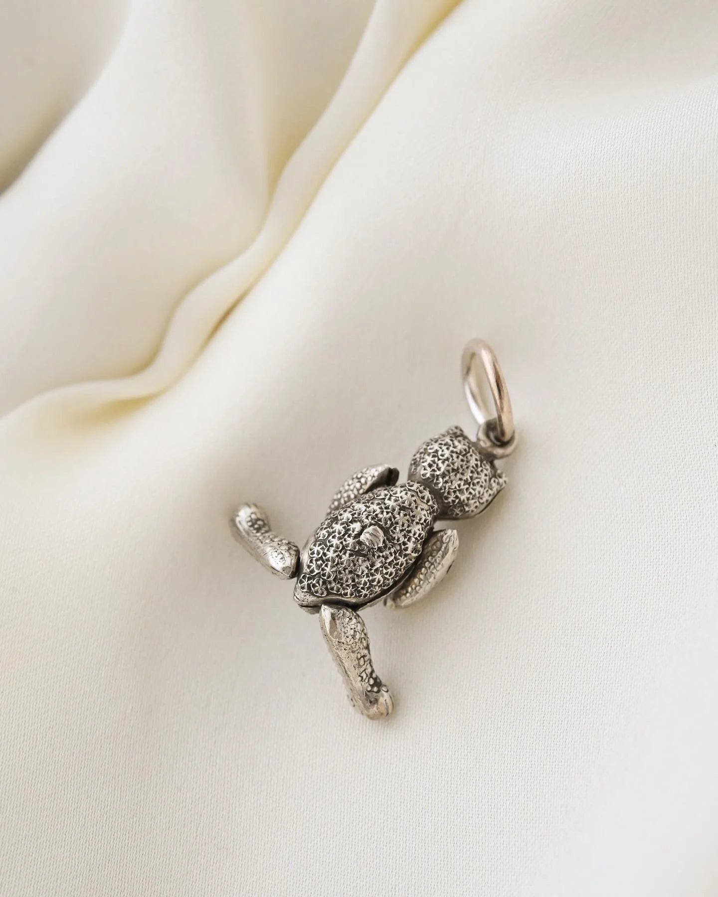 Big Antique Teddy Bear Pendant Silver 1800s