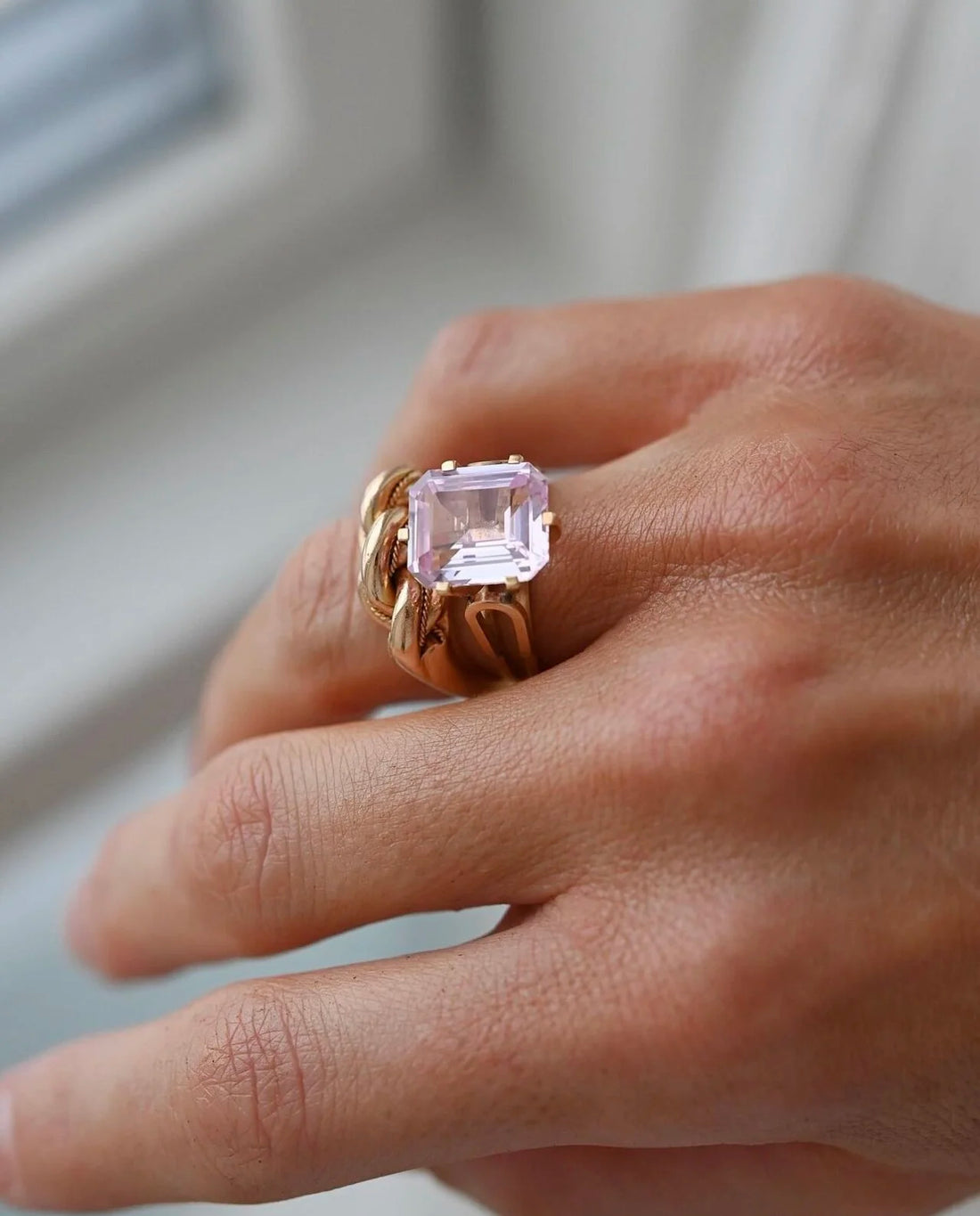 Rare Pink Sapphire Ring Size 7 18K Gold 1950s