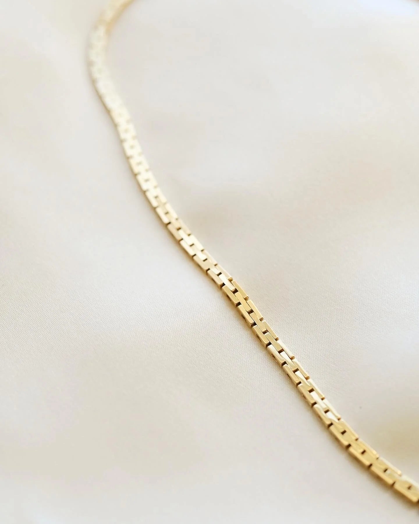 Glowing Gold Baby Brick Necklace Danish Vintage 14K Gold 1970