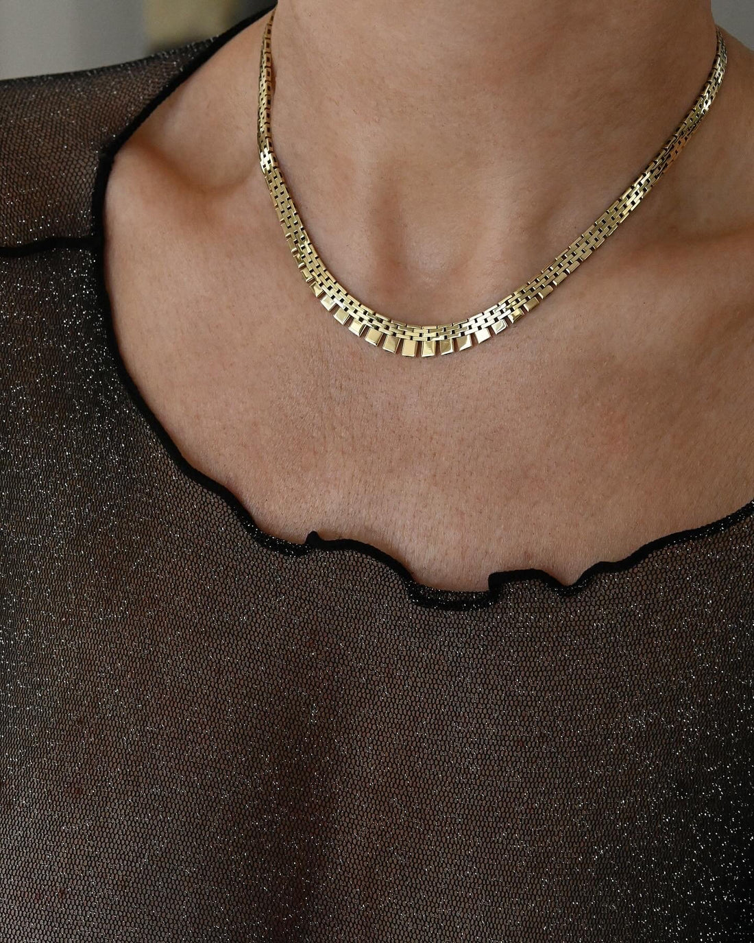 Superb 30 Grams Danish Vintage Mid Century Necklace 14K Gold 1970s