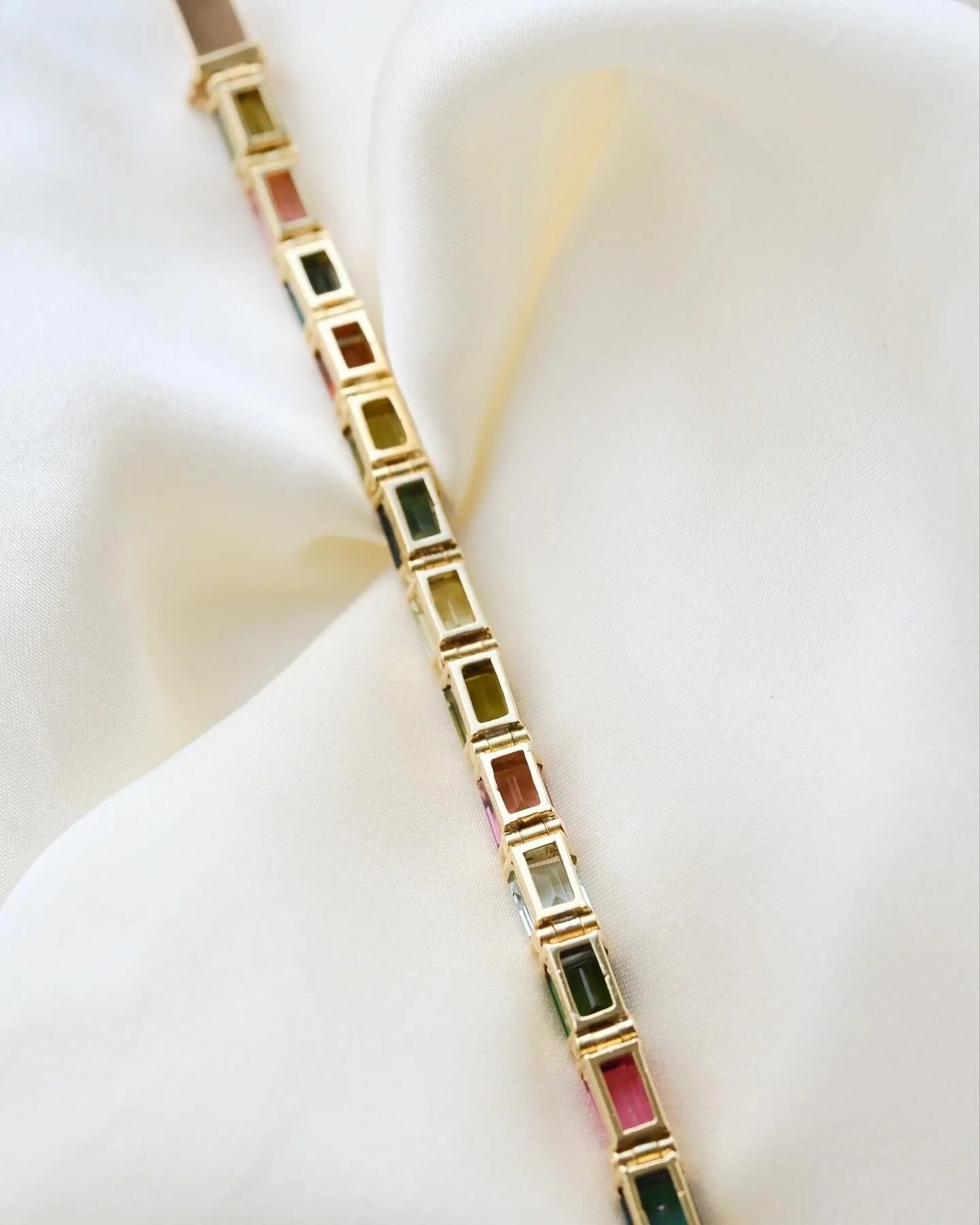 The Will Get Complimented Forever Aquamarine & Multicolored Tourmaline Bracelet 18K Gold