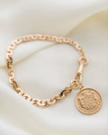 Antique Watch Chain Bracelet w Danish Coin 18-22K Gold 1913