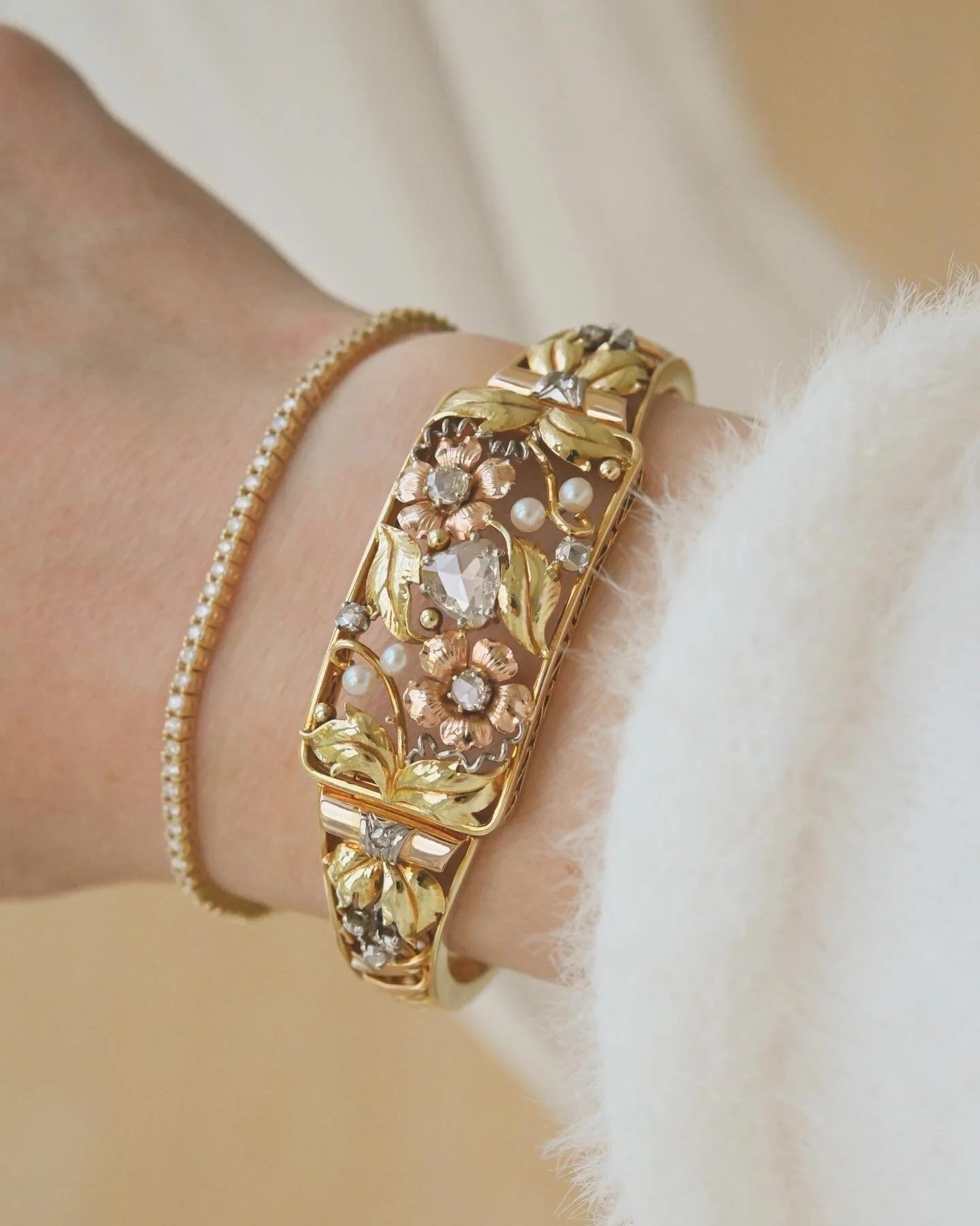 Once in A Lifetime Antique Belle Epoque Diamond Bracelet 18K Gold 1910s