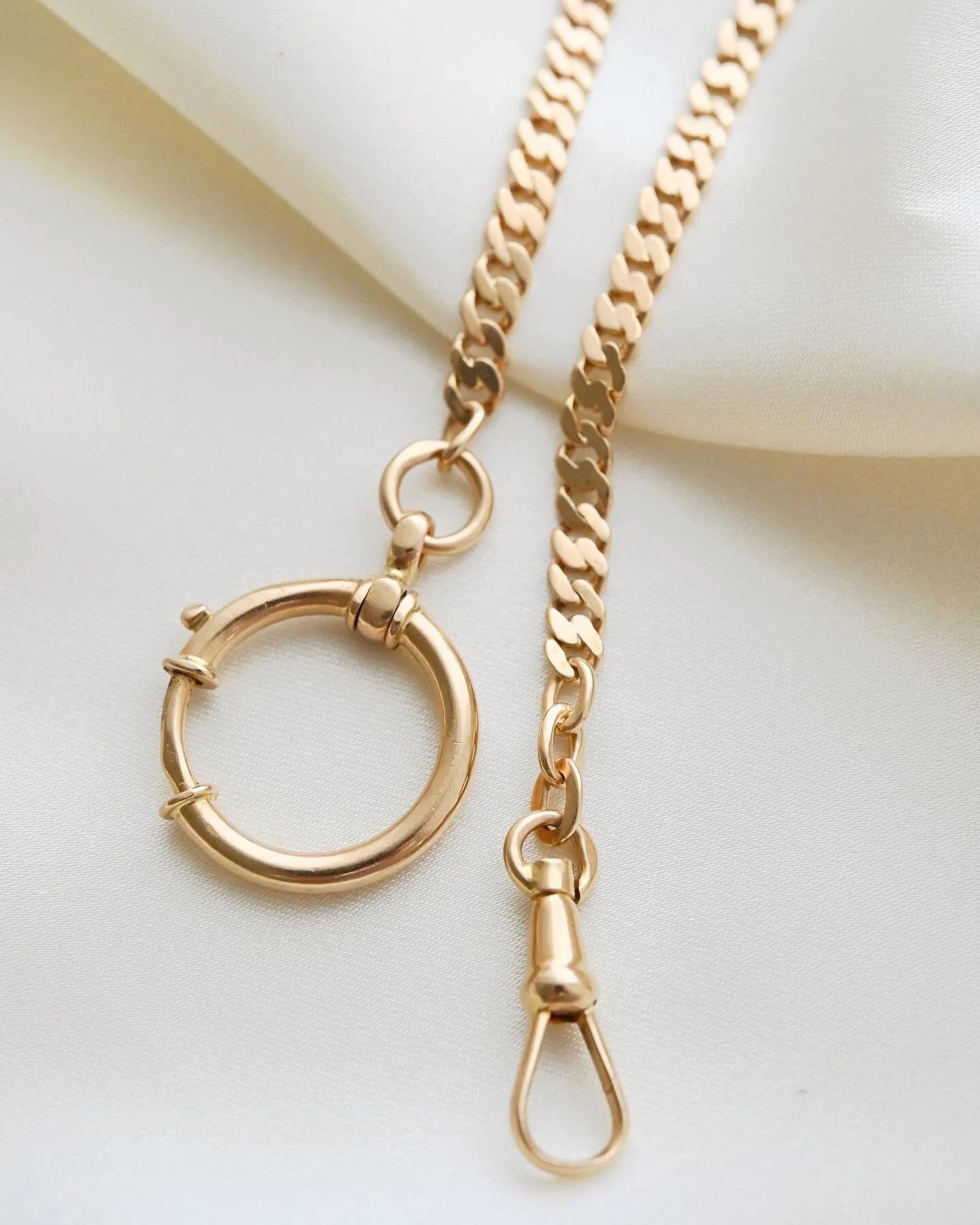 Antique Watch Chain Curb Link 18K Solid Gold