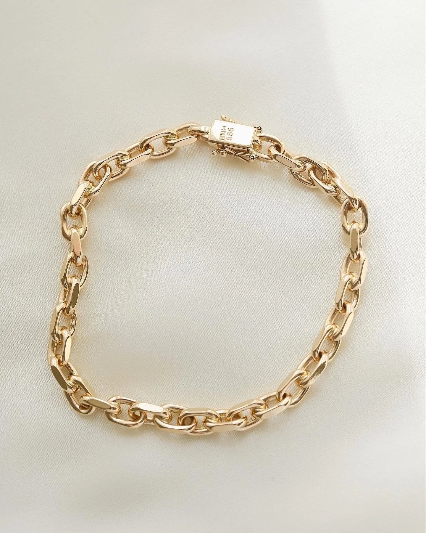 Stunning Danish Vintage Anchor Link Bracelet 14K Gold 1980