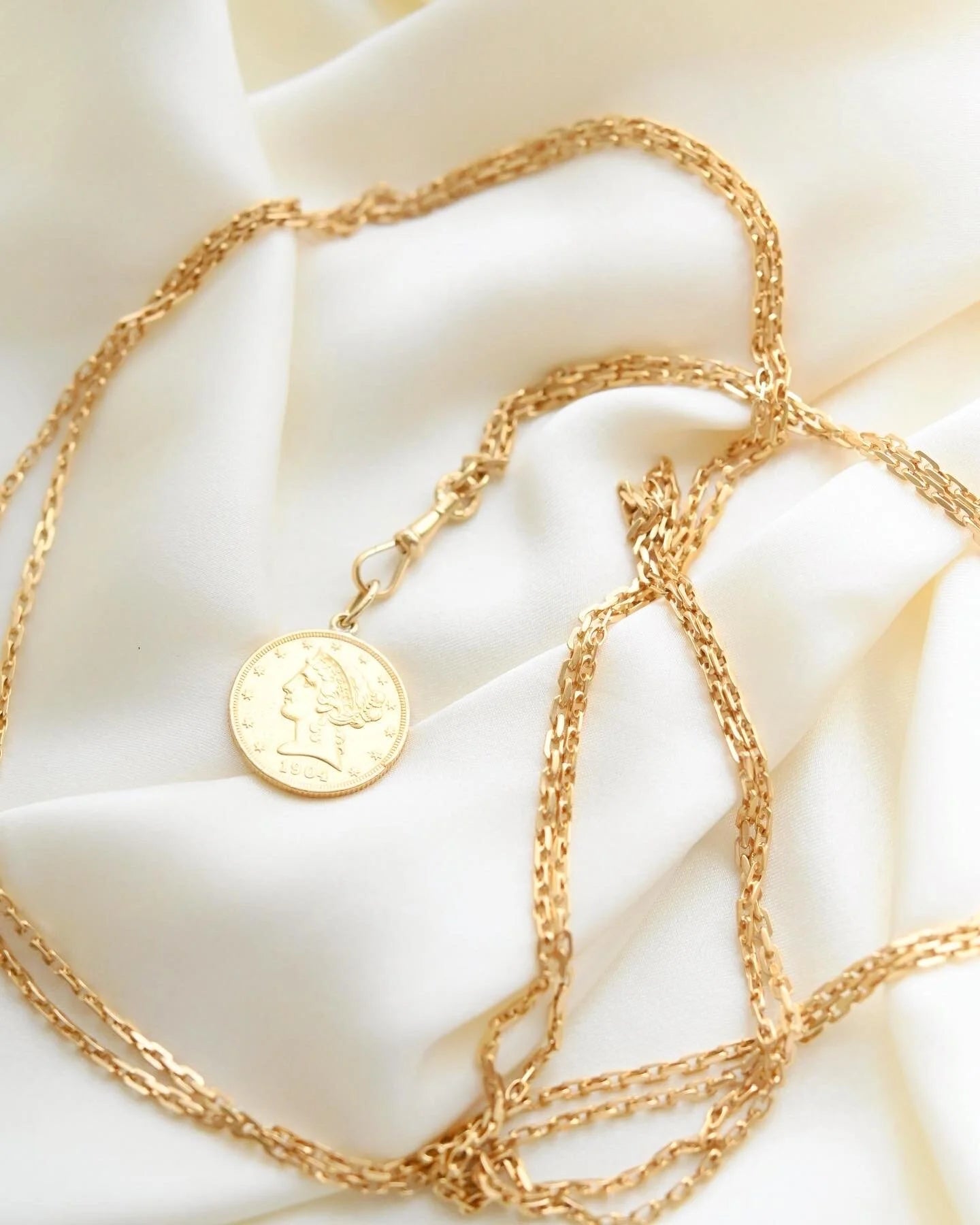 Amazing Antique Long Guard Chain Ultra Long 18K Gold 1910s