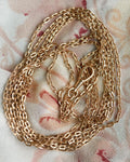 Ultra Long Antique Chain w Dog Clip and Slider 14K