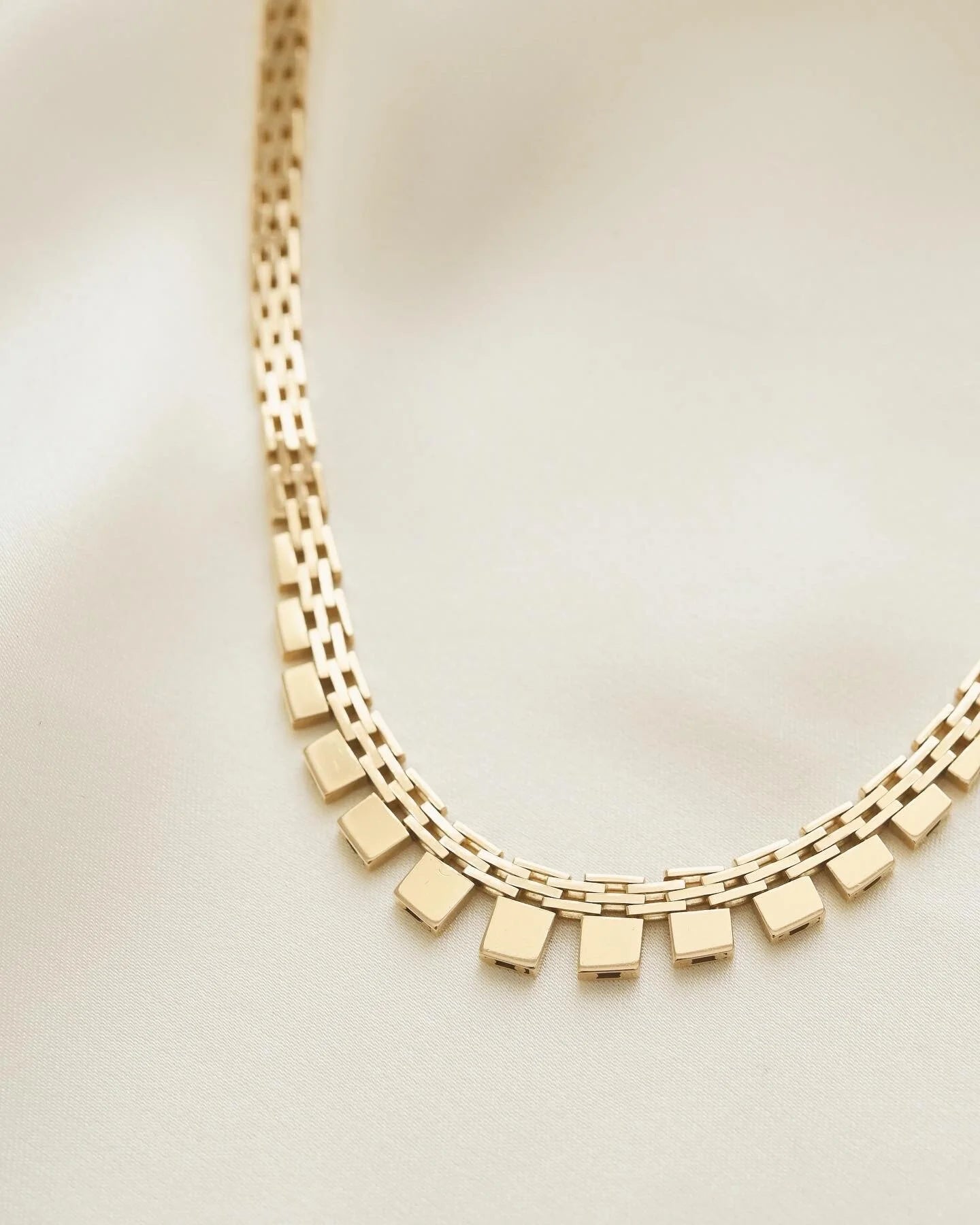 Magical Rare Baby Brick Link Necklace 14K Gold 1970s