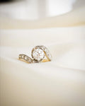 Beautiful Rare Big Old Cut Diamond Ring Art Deco 18K Gold 1920