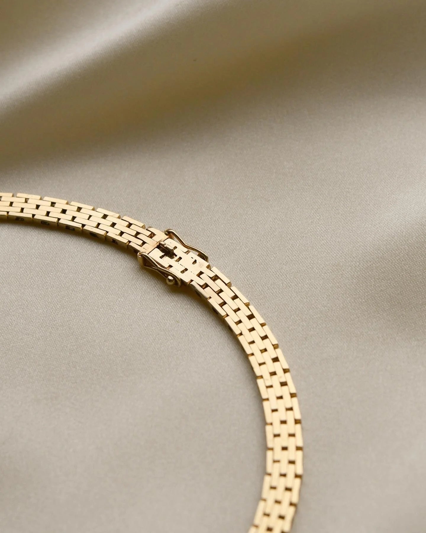 Gorgeous Danish Jens Tage Hansen Brick Link Necklace 14K Gold 1960s