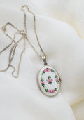 Heartbreakingly Lovely French Locket w Flower Enamel Sterling Silver 1800s