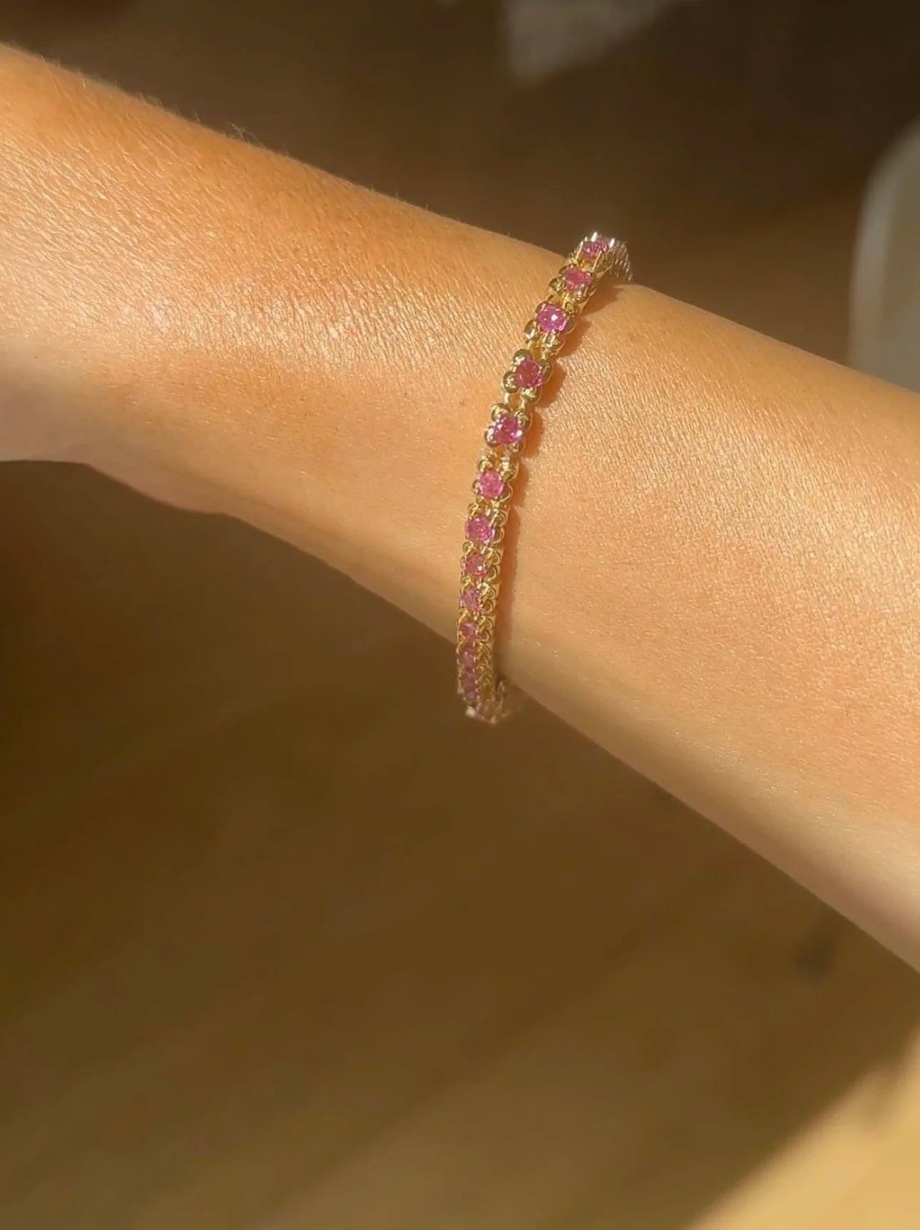Extraordinary Rare Natural Ruby Tennis Bracelet 18K Solid Gold