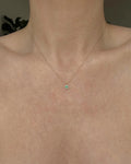 Perfect Chain w Dainty Baby Halo Pendant Emerald x Diamond 18K Gold