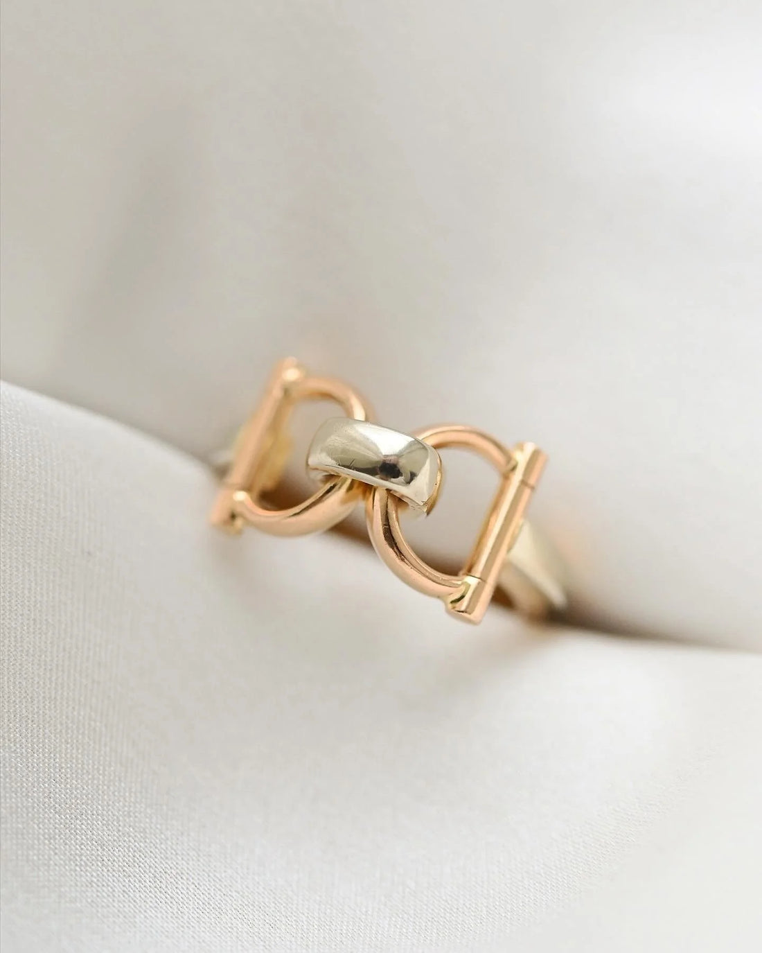 Vintage Two Tone Bridle Ring 18K Gold Denmark