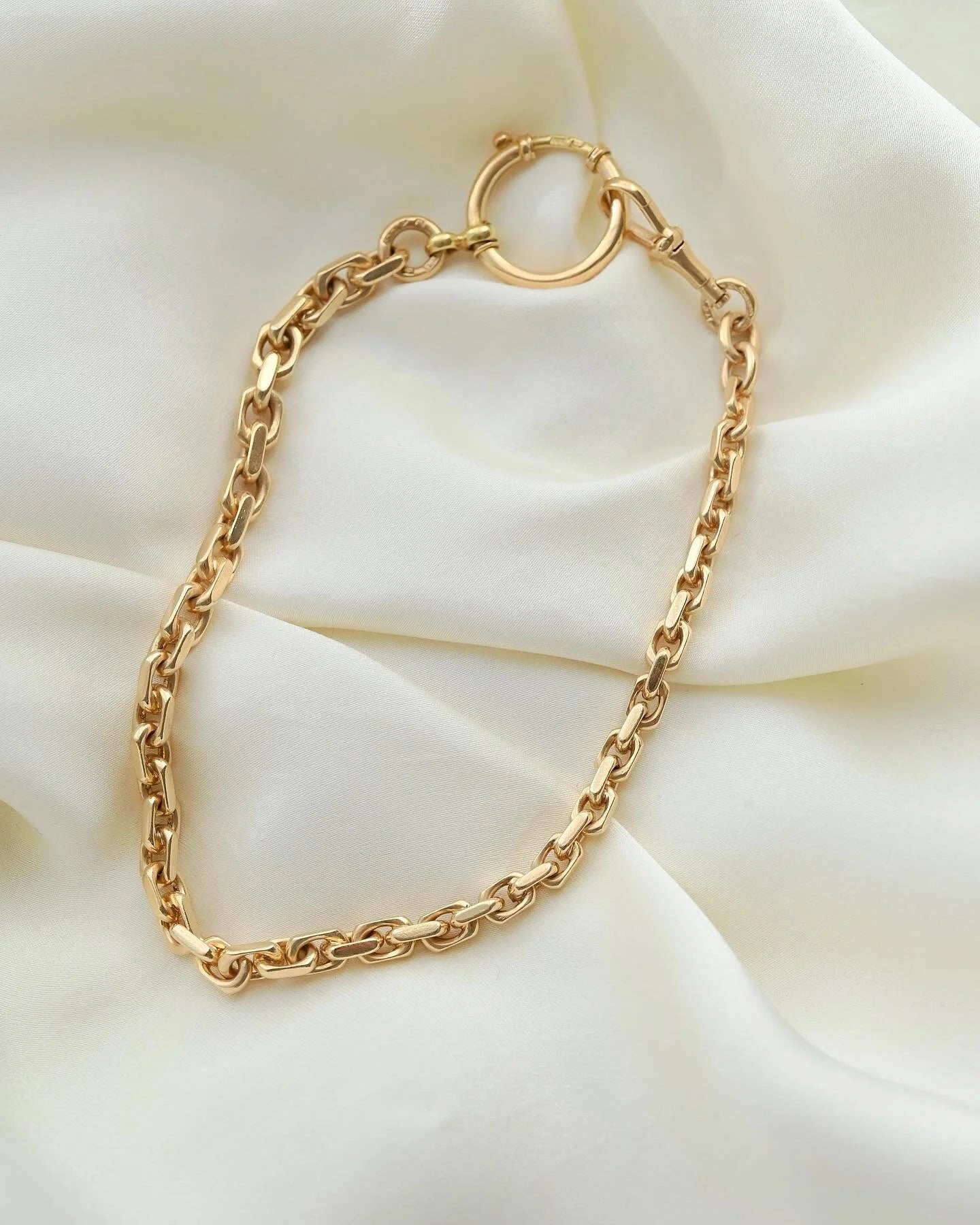 Big Fat Antique Anchor Link Watch Chain 18K Gold