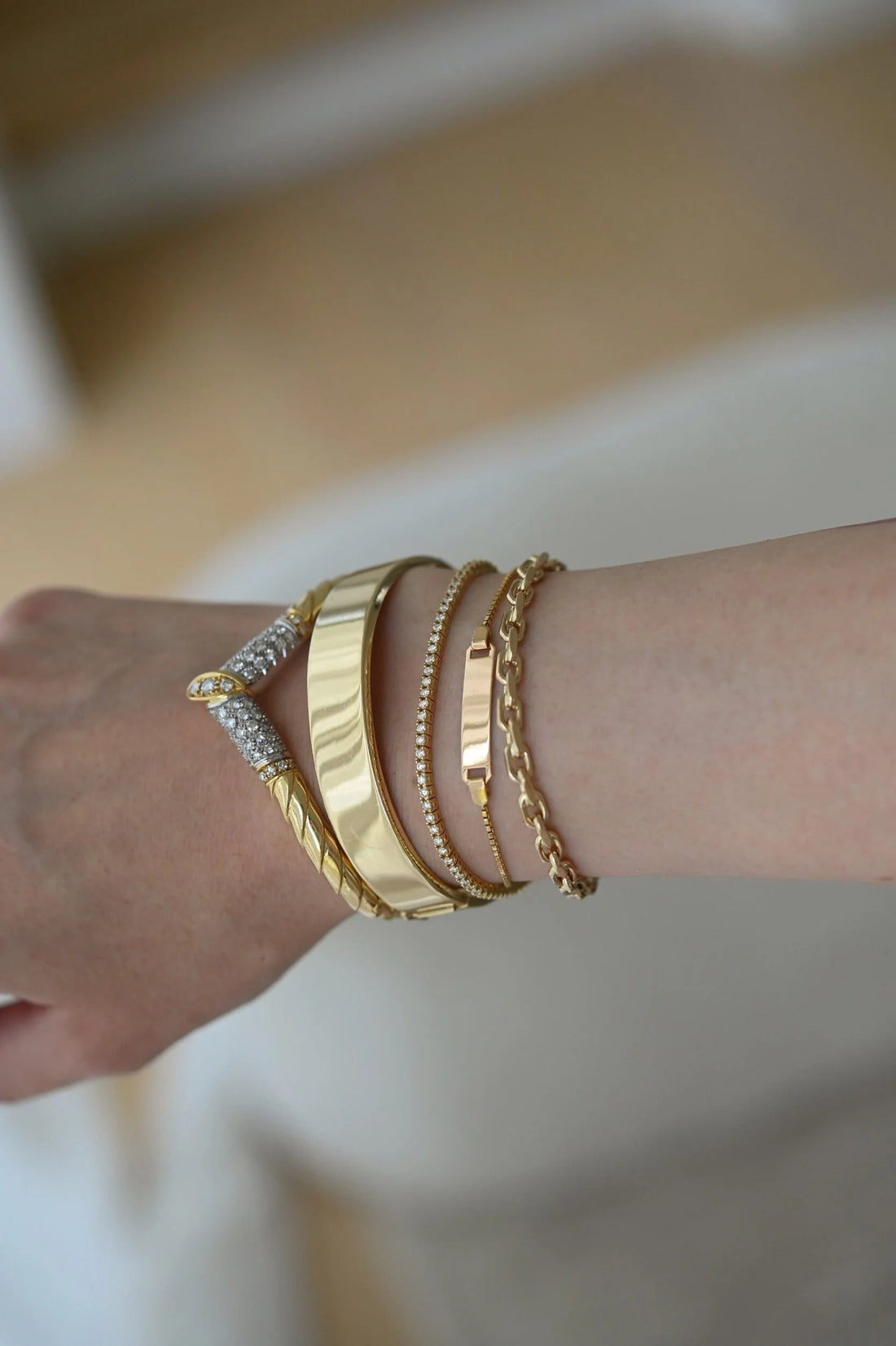 Small Wrist Name Plate Bracelet 18K Gold 1980