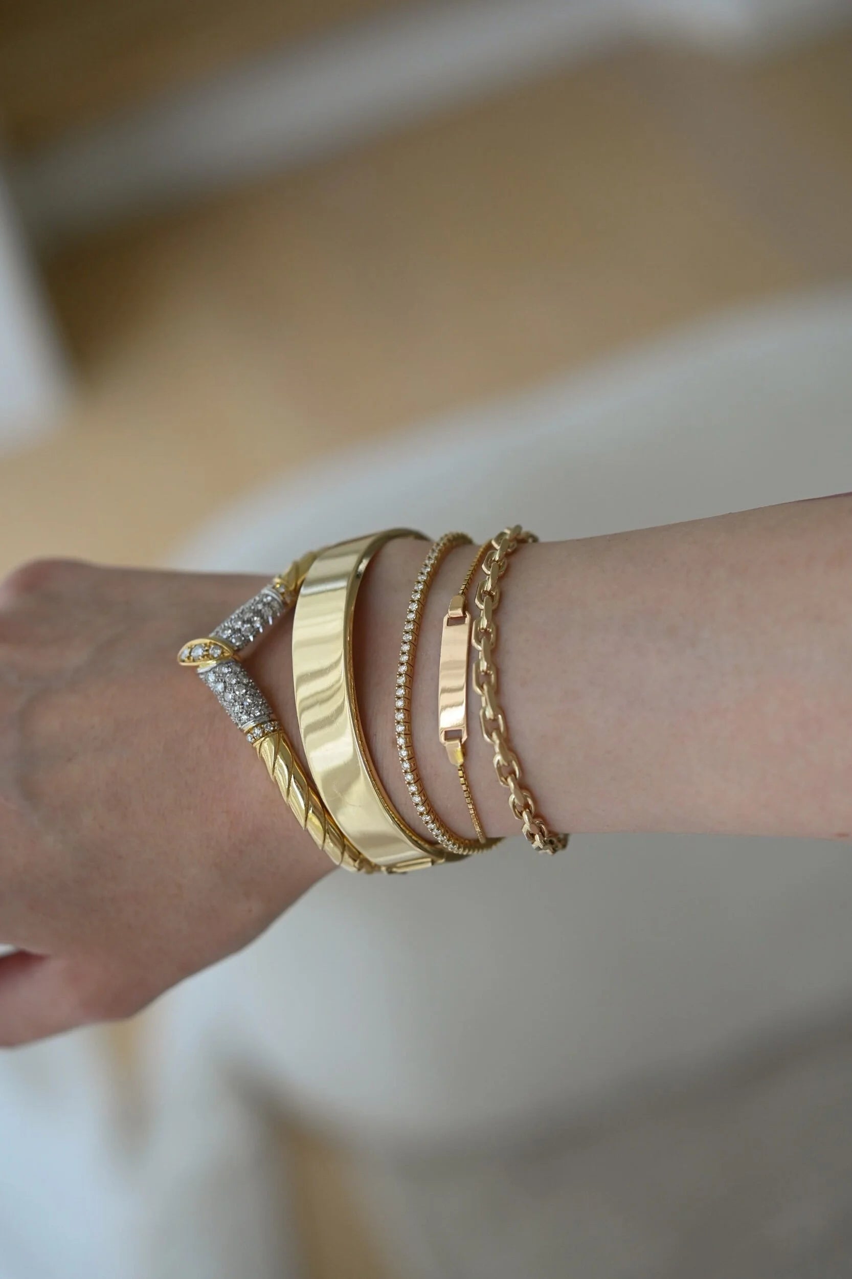 Small Wrist Name Plate Bracelet 18K Gold 1980