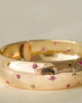 Beautiful  Vintage Ruby Star Bangle 14K Gold 1970s