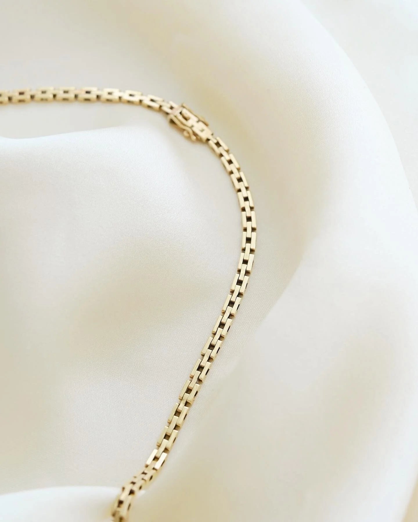Danish Baby Brick Link Necklace by Viggo Pedersen 14K Gold 1960