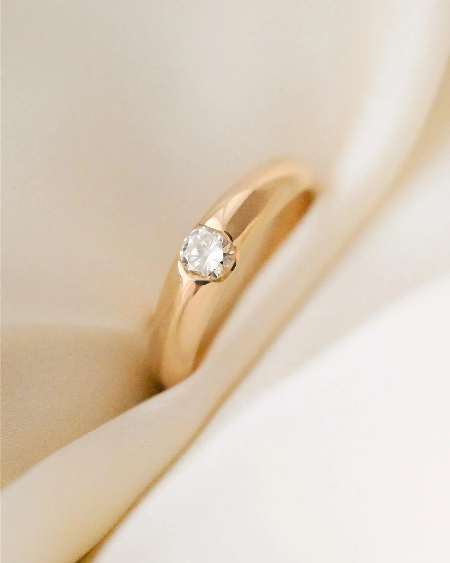 Gorg Stacking Band Danish Vintage w High Quality Diamond 18K Gold