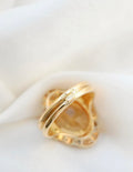 Beautiful Citrine and Diamond Ballerina Set Vintage Ring 18K Gold 1950s