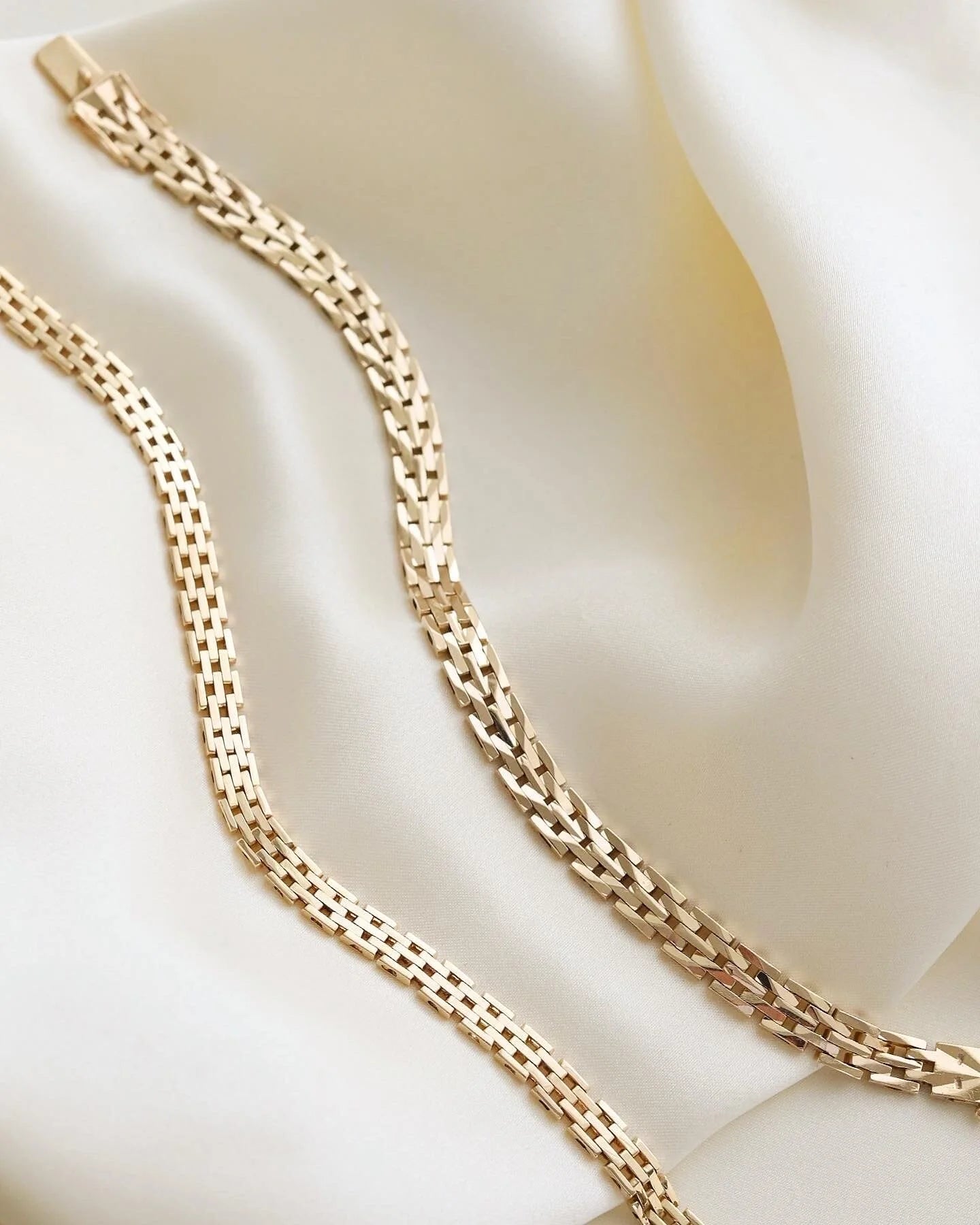 Classic Timeless Danish Vintage Brick Link Bracelet 14K Gold 1960