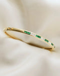 Stunning Carré Cut Emerald x Diamond Vintage Bangle 14K Gold