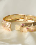 Beautiful  Vintage Ruby Star Bangle 14K Gold 1970s