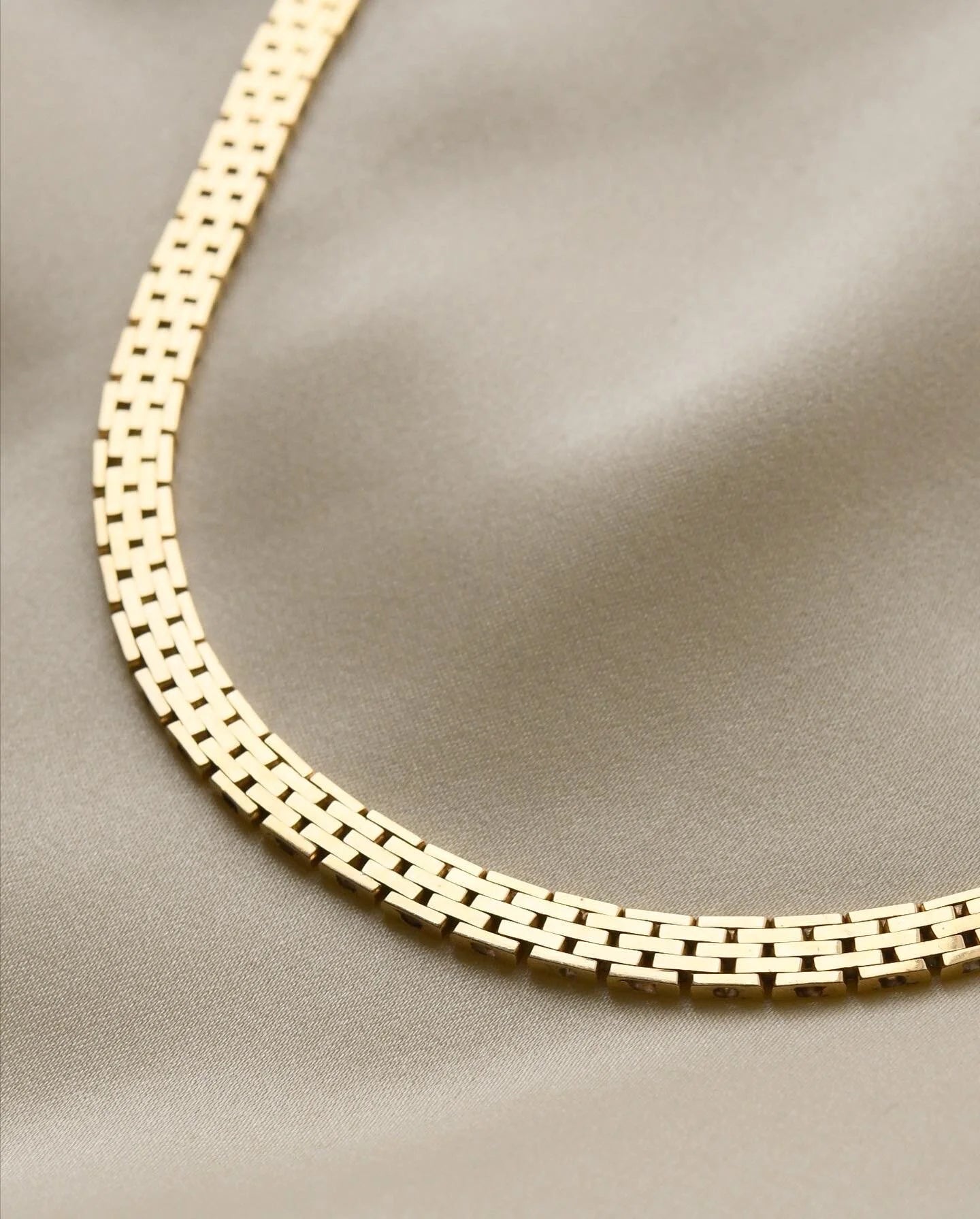 Gorgeous Danish Jens Tage Hansen Brick Link Necklace 14K Gold 1960s