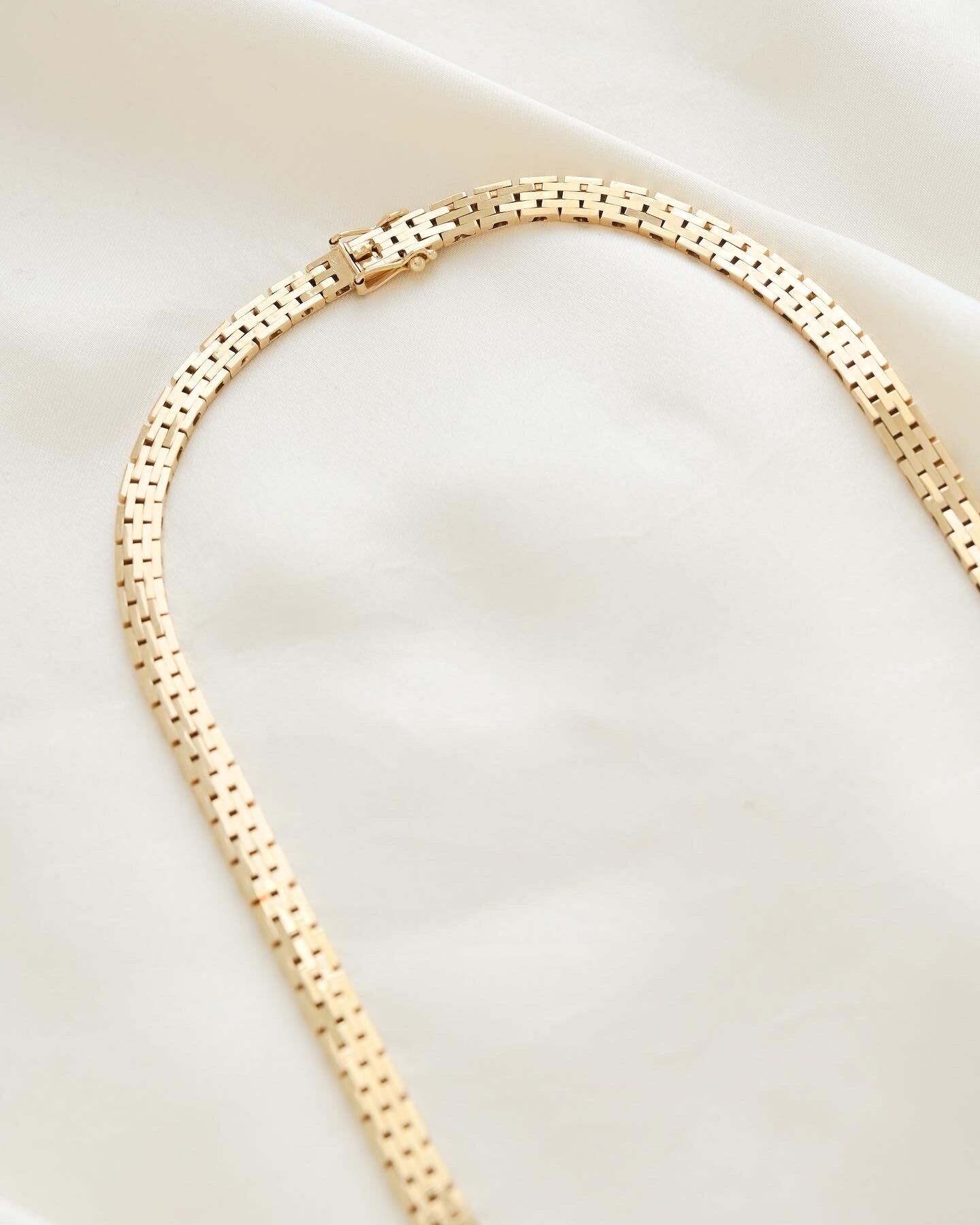 Amazing Radiant Brick Link Necklace 14K Gold 1960