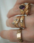 Swedish Vintage Cabochon Amethyst Ring 18K Gold