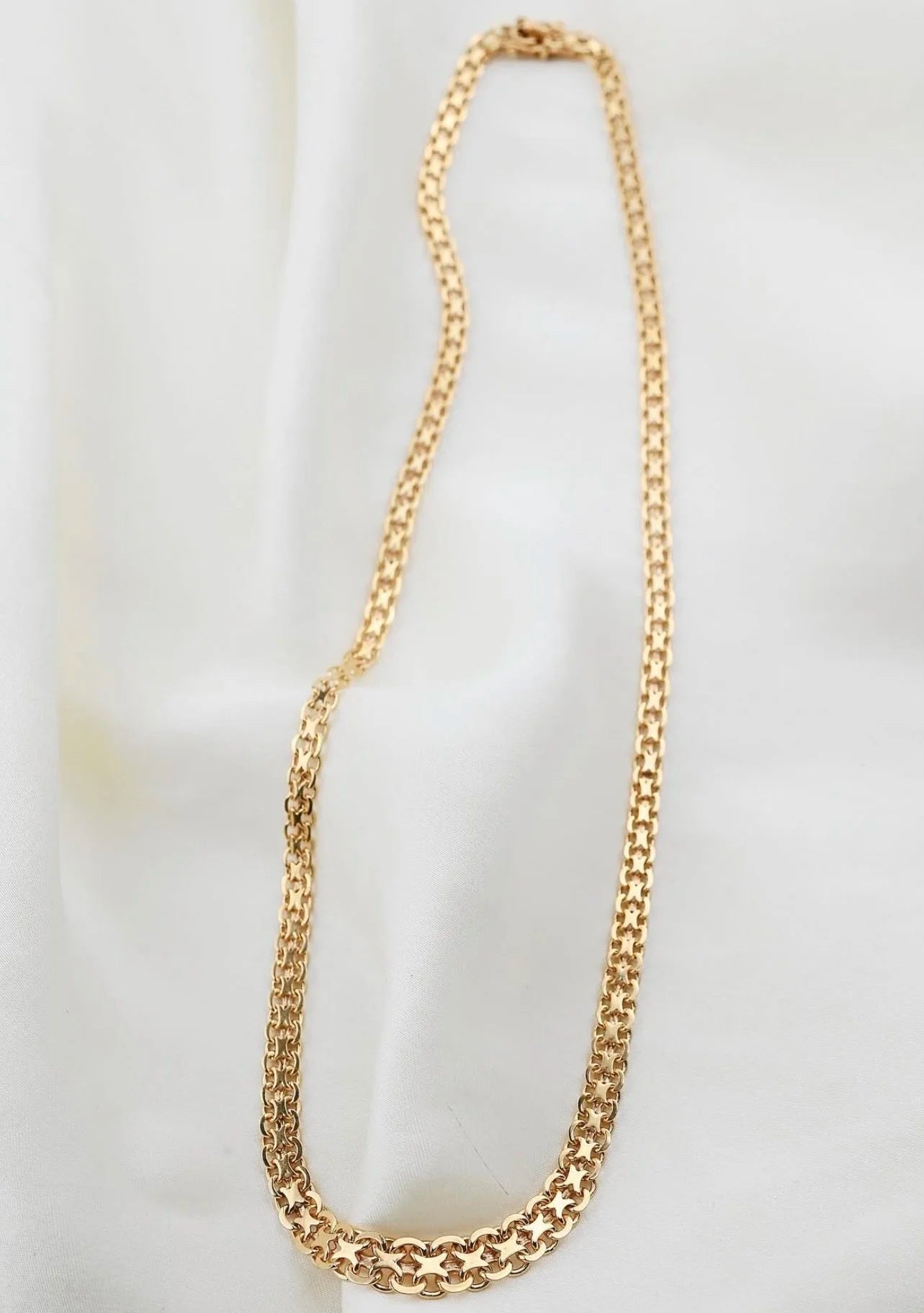Stunning Weighty X Link Necklace 18K Gold 1970s