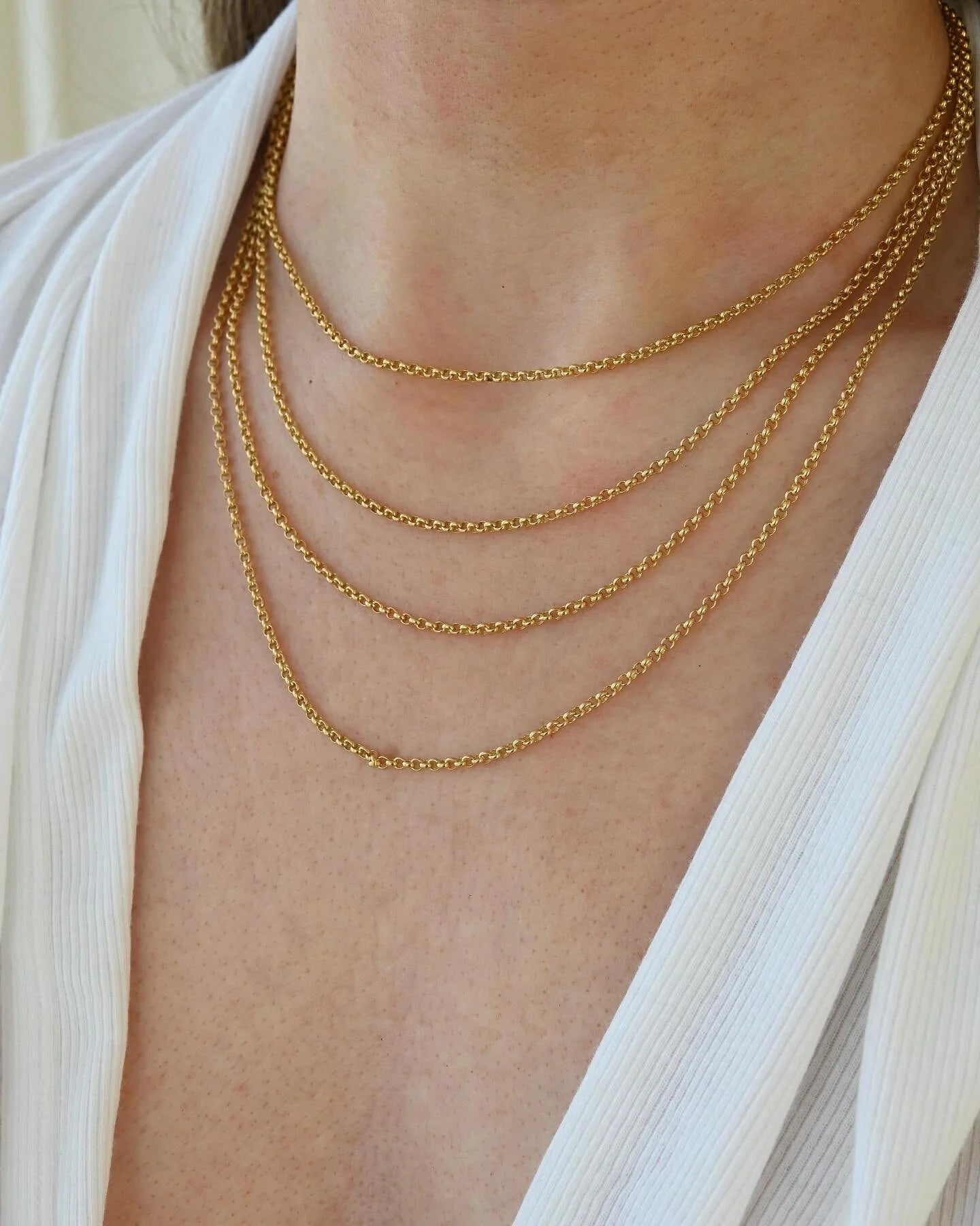68 Inches / 172 cm Long Antique Belcher Chain w Bolt Clasp 18K Gold