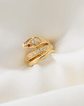 Extraordinary Beautiful Italian Serpent Ring w White and Pink Tourmalines 18K Gold 1940s