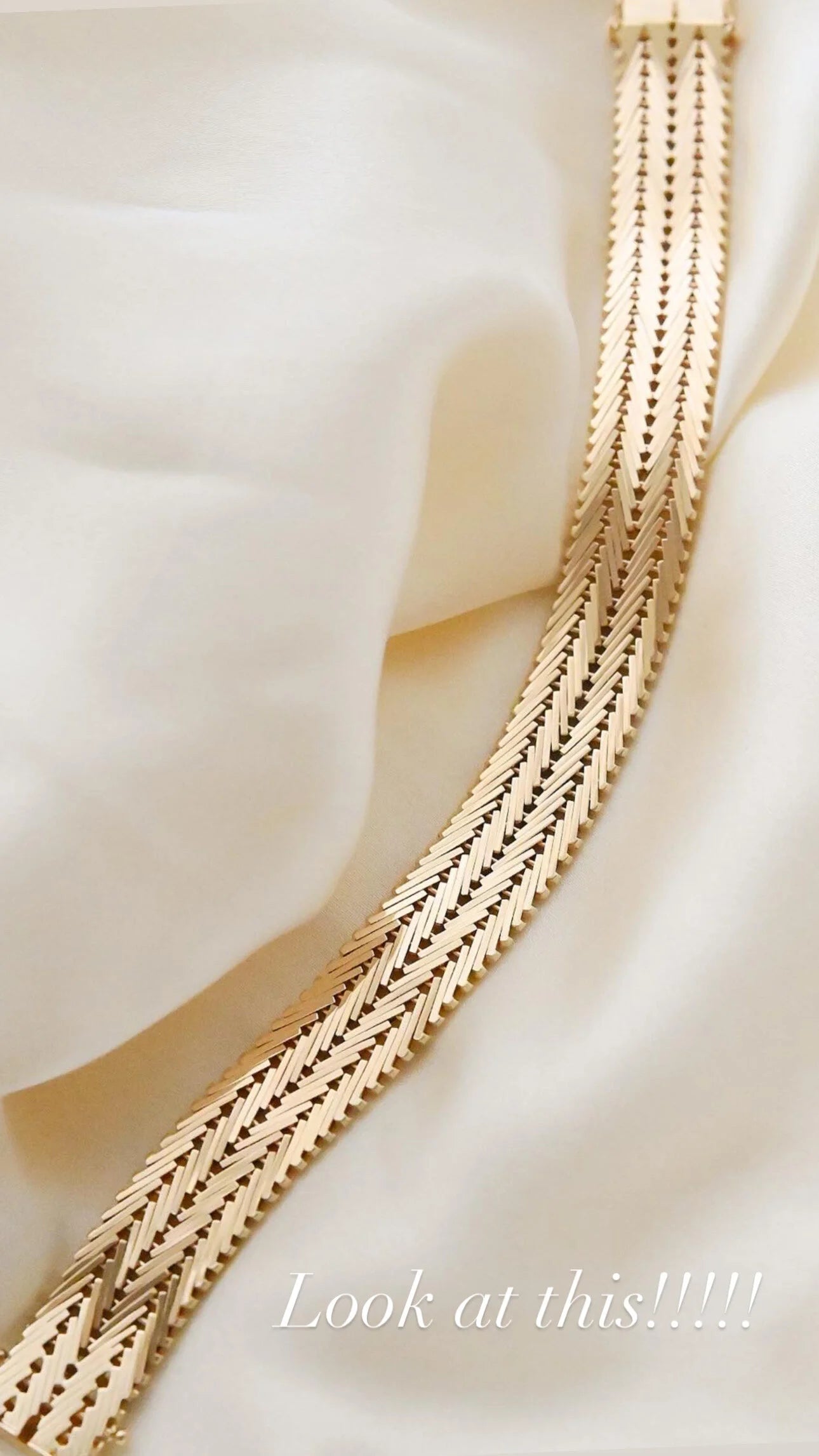 Danish Vintage Double Row Geneva Link Bracelet 14K Gold