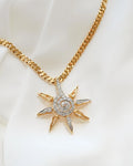 Stunning Diamond Sun Pendant 18K Gold