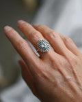 Rare Antique HUGE Aquamarine x Diamond Cluster Ring 18K Gold
