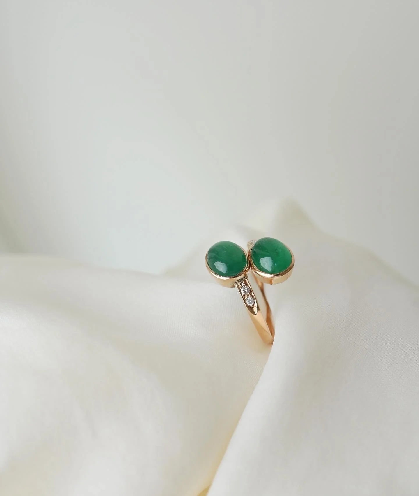 The Best Antique Emerald Bypass Toi Et Moi Ring 14K Gold