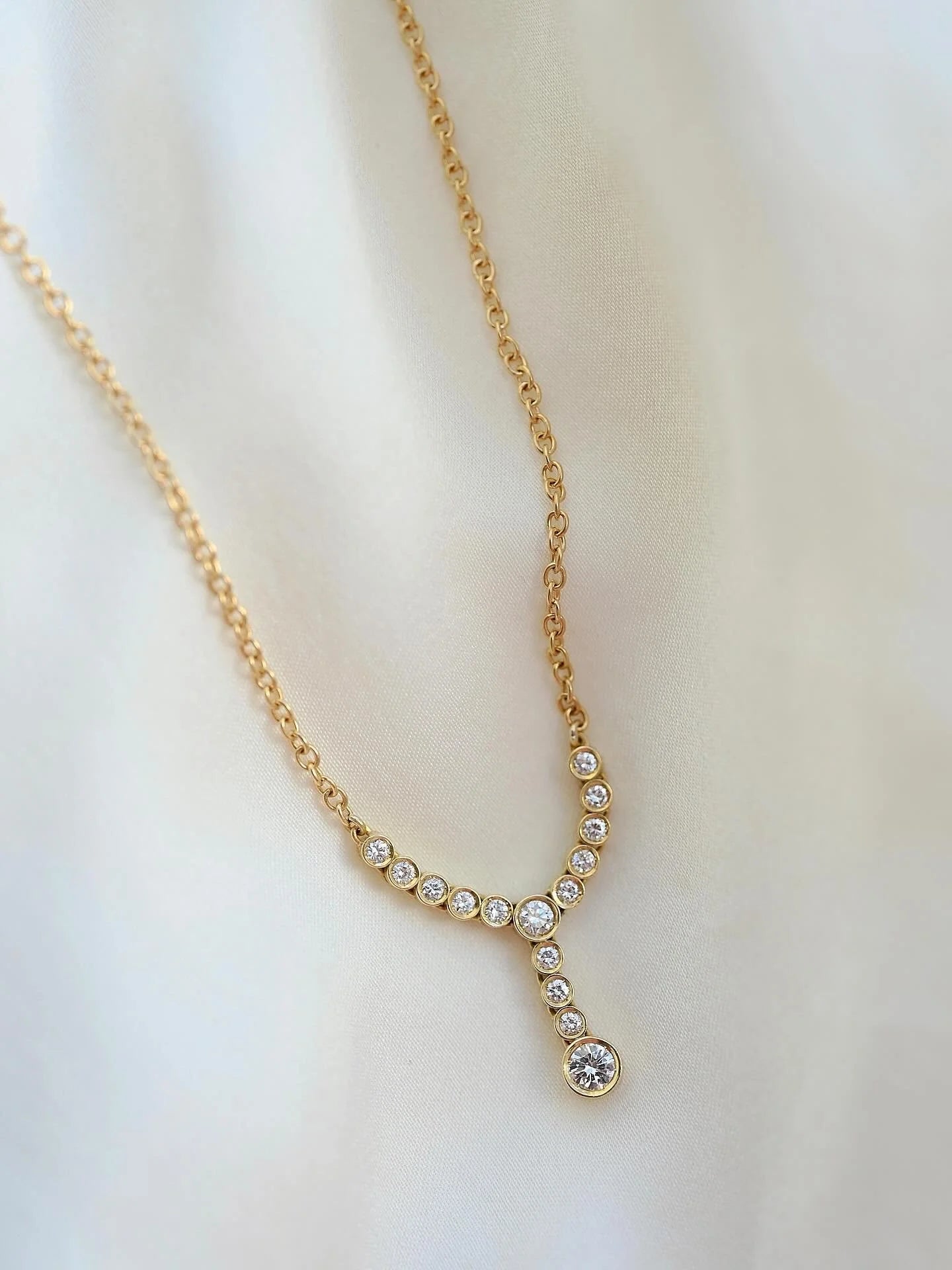 The Perfect 18K Solid Gold Diamond Drop Necklace