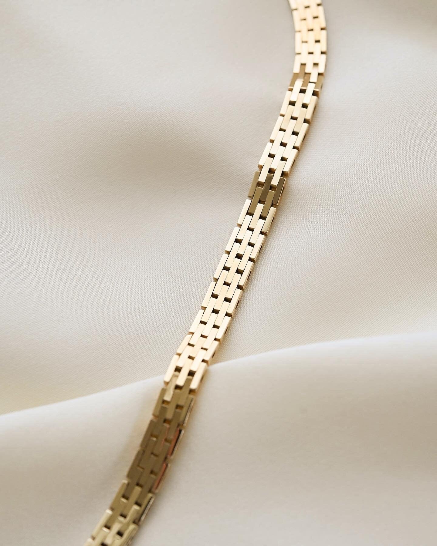 Dreamy Heavy Brick Link Vintage Necklace 14K Gold 1960