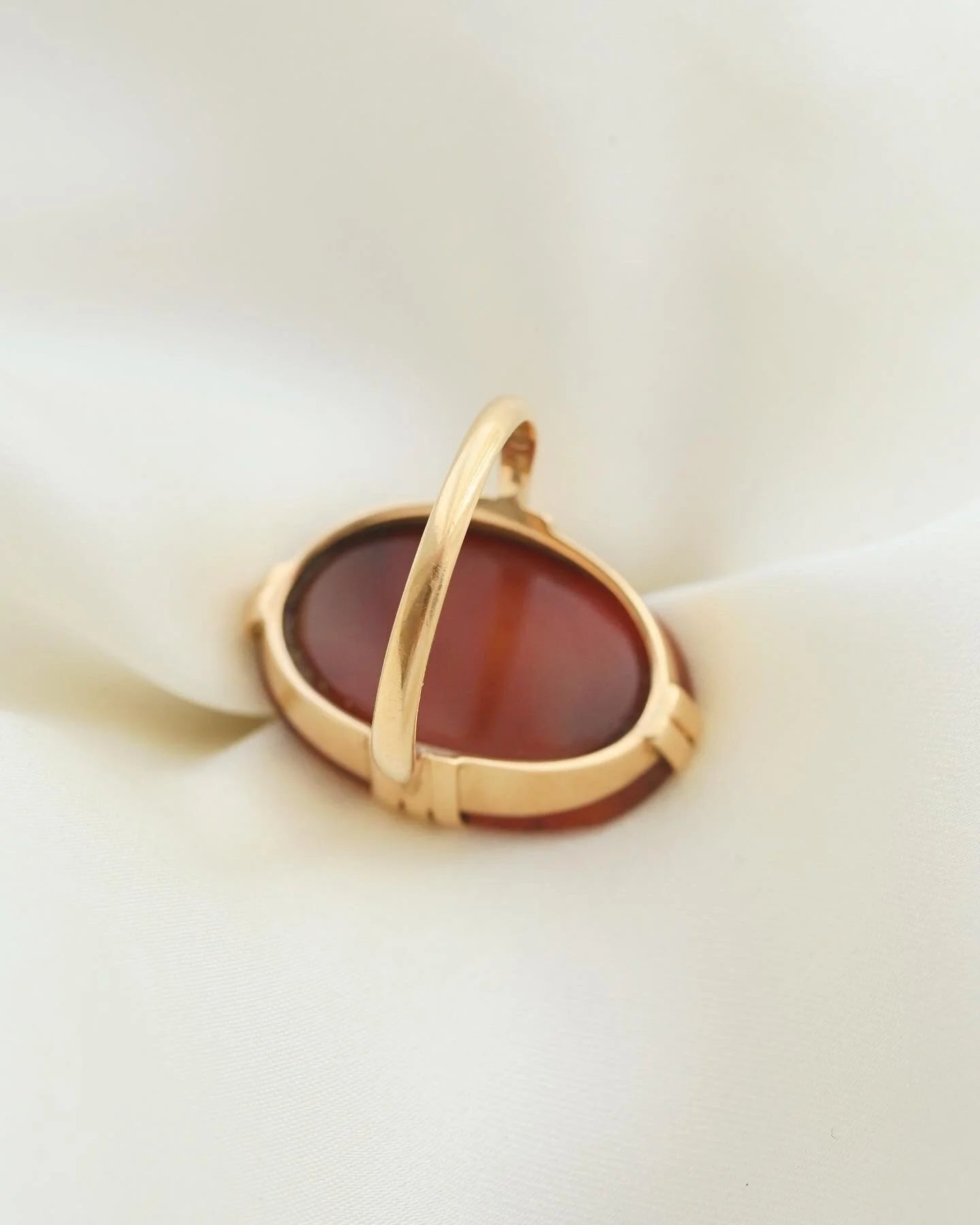 Huge Antique Carnelian AR or RA Signet Ring 18K Gold 1932