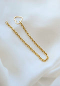 Danish Vintage Biker Link Bracelet w Heart Clasp 14K Gold