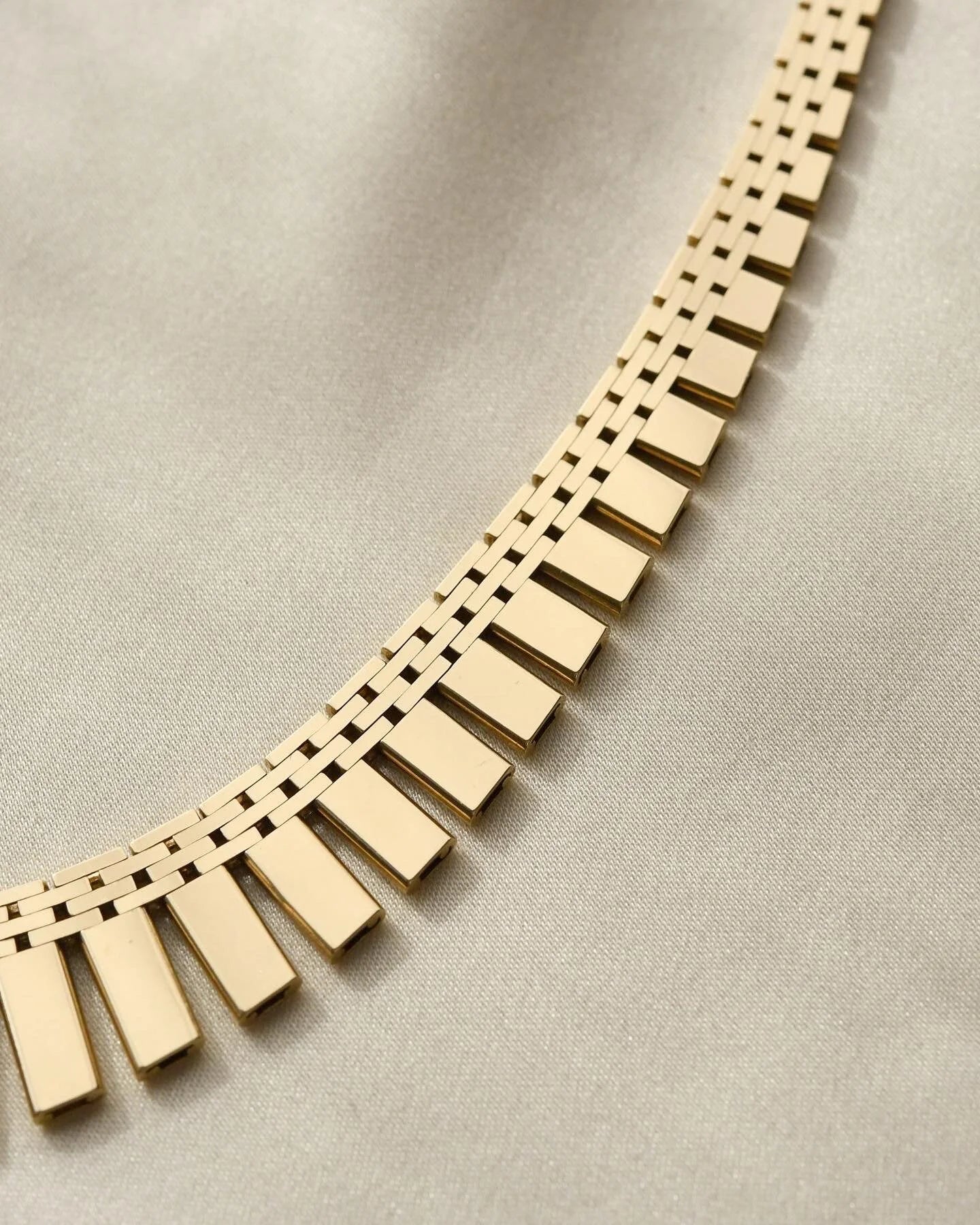 Sublime Danish Vintage Brick Link Necklace 16.1 Inches 1970s