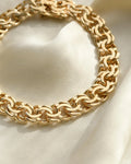 Big Heavy Vintage Brick Link Bracelet 14K Gold 1960s