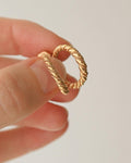 Solid Through and Through Twist Hoops 18K Gold Mid Century