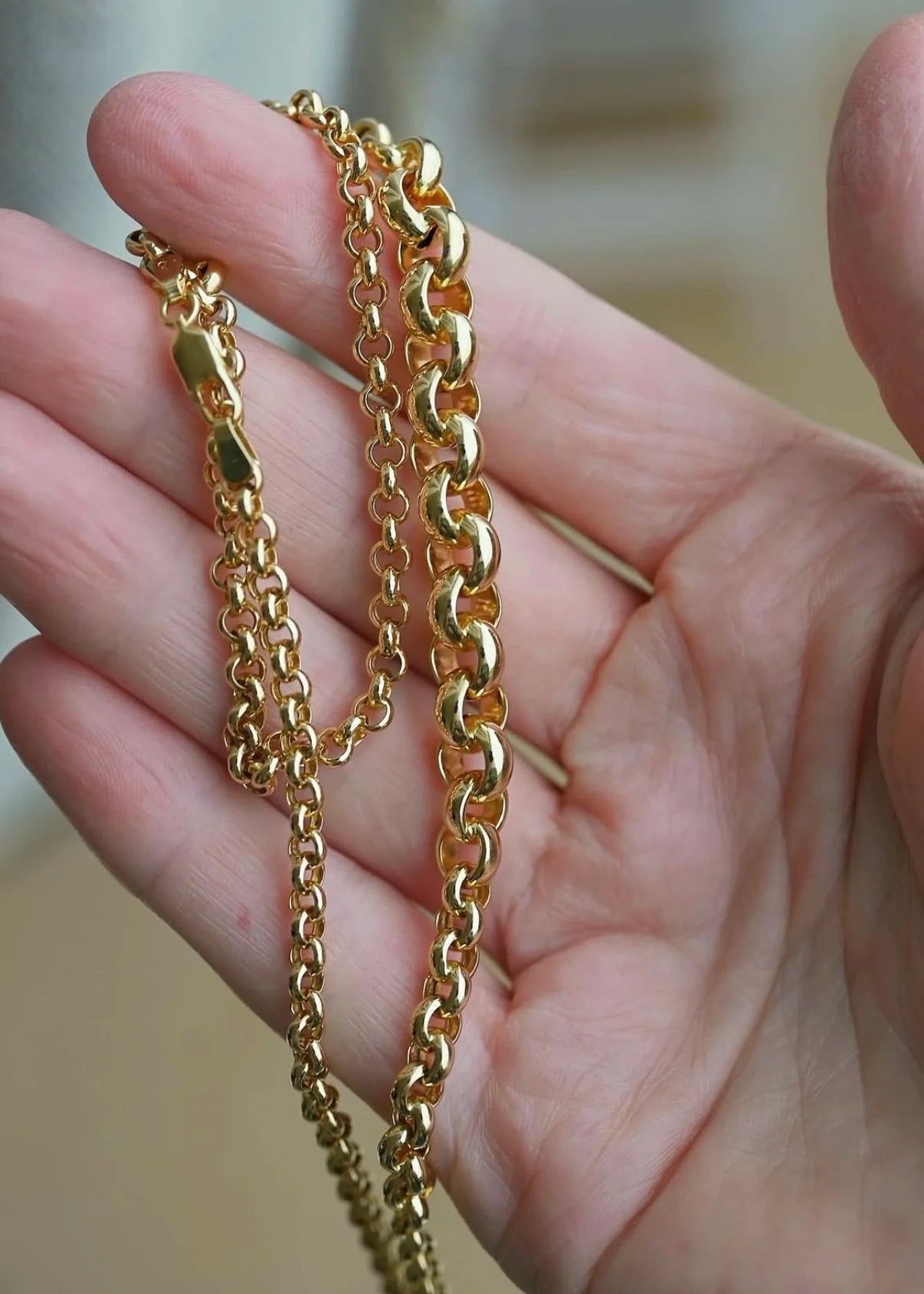 Rare Belcher Link Chain Italian Vintage 18K Gold 17.75 Inches